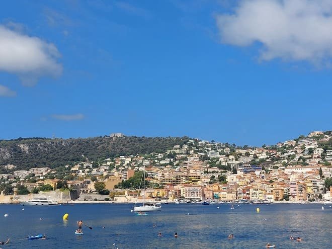 Villefranche-sur-Mer with its long stretch of beach and colorful old town